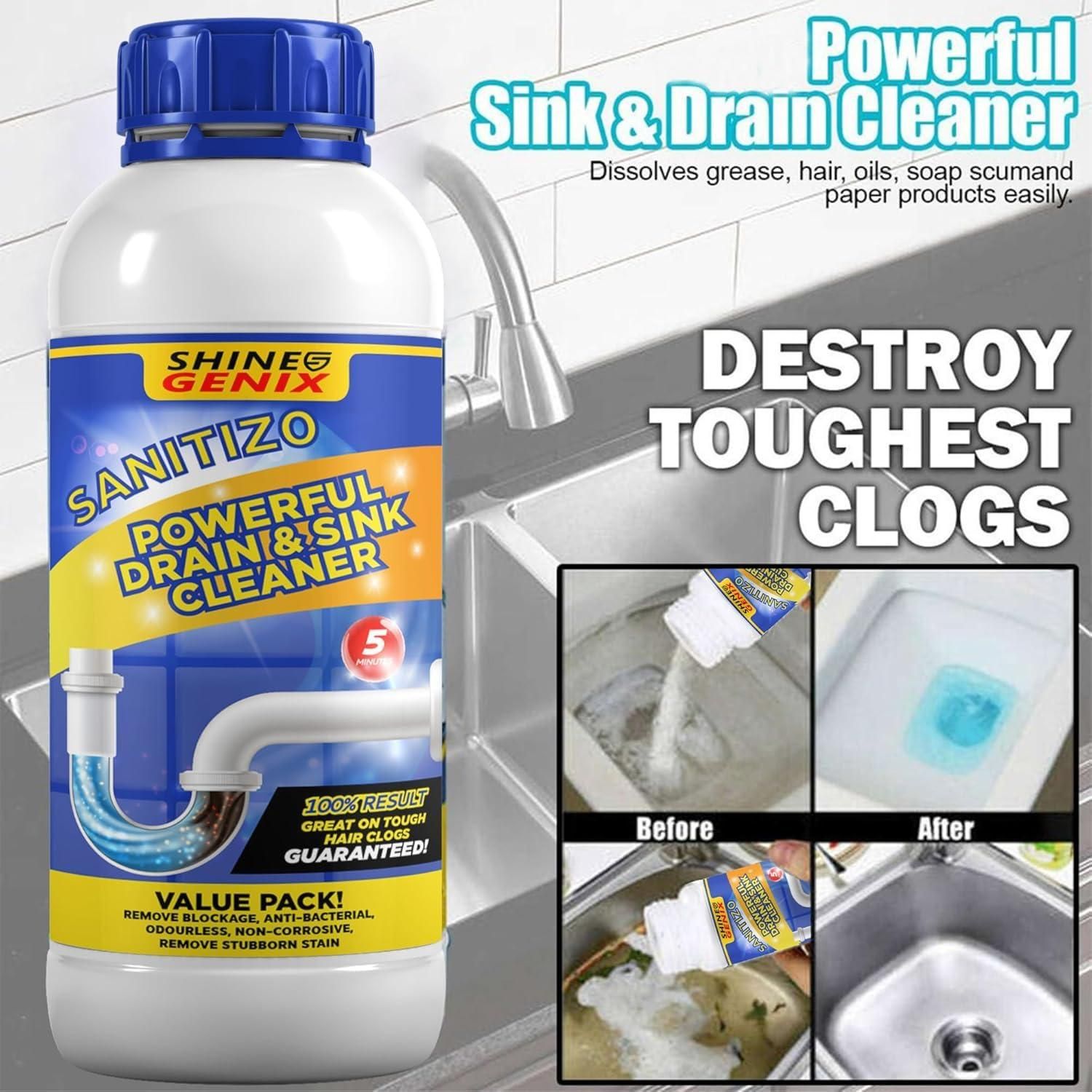 (DH) Sanitizo Powerful Drain & Sink Cleaner Powder 100 gm Each(Pack of 4)