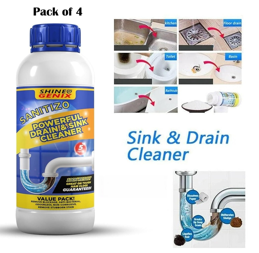 (DH) Sanitizo Powerful Drain & Sink Cleaner Powder 100 gm Each(Pack of 4)